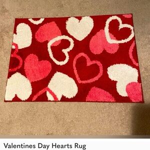 Red and Pink Heart Rug Set with Heart Accents